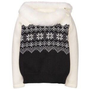 Janie & Jack Fair Isle Sweater Size 3T Black White Cotton Girl’s Holiday Winter